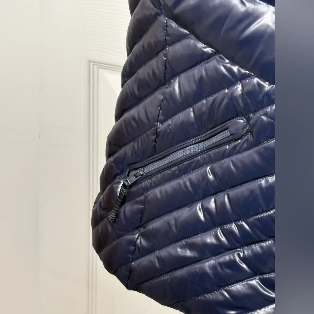 Talbots Down Fill Puffer Vest Jacket Navy Preppy Sz M